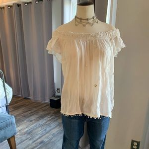 American Eagle off the shoulder ivory blouse